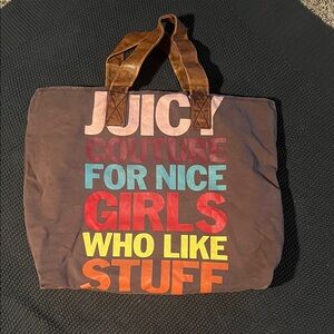 Juicy Couture Multicolor Text Brown Tote